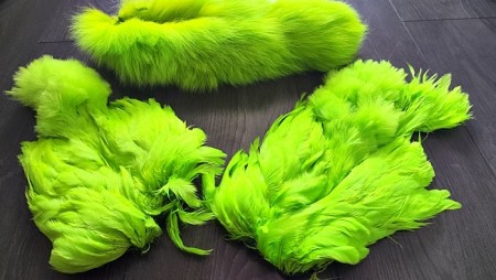 Farging 16.03- nye marabou patch av deep hot orange, fluo green og rev av fluo green